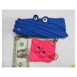 (2) New ZIP-IT Coin Purse & Wallet Blue & Pink
