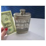 Vtg Aluminum/Glass Booze Hip Pocket Flask EXC