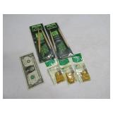 (5) New Sewing Coin Thimbles & Bamboo Knit Needles