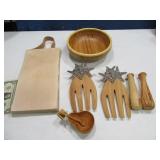(7) NICE Wooden Kitchen Ware SaladBowl CutBoard Et