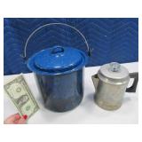 (2) Camping 5cup Perculator & 8" Camp Pot