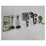 (5) asst Metal WallMount Coat~Hat Hook Hangers