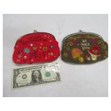 (2) New Cloth Snap Wallet/Coin Bling NEAT 6" Bags