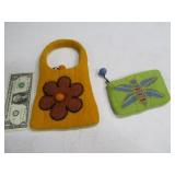 (2) New Handmade Wool CarryBag & Coin Purse NEPAL
