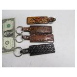 (4) New Leather 3" Keychains CHEVY~Horse~Etc.