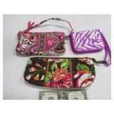 (3) VERA BAILEY 9" Cloth StoreAll Bags & AERO Wlet