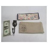 (3) OWL Themed Pencils Baggies & Metal Wall Hook
