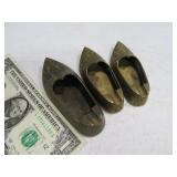 (3) Vtg Mini Brass Shoe 3"ish Ash Trays