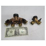 (2) Garden Hose Brass 4way & 2way Hose Splitters $