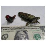 (2) Mini Embossed Metal Bling Stash Box Beetle~Brd