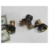 (3) new Brass Garden Hose On/Off Splitters $
