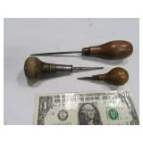 (3) Vtg IcePick Type Awls hand Tools
