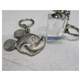 (2) Disney MICKEY Metal/Glass Keychains Neat