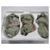 3pc Elephant Porcelain 3" Figure Set