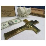 (2) New HomeInteriors Elephant & Cross Figures