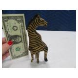 5" Wooden Carved GIRAFFE on stool