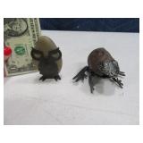 (2) 3" Rock/Metal Art Frog & Owl Figures