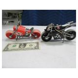 (2) HAPE Wooden 8" Toy Motorcycles Black/Red EXC