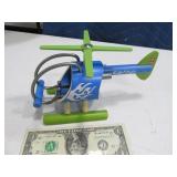 HAPE Wooden Toy Helicopter Blue/Green 9" EXC