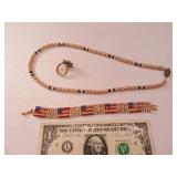 (3) Jewerly USA Bracelet~necklace~Sz8 Ring