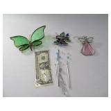(3) Stained Glass Suncatchers/Chime ButterflyAngel