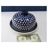 BOLESLAWIEC Polish Blue 10" Covered Pottery Dish
