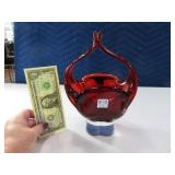 Beautiful Ruby Red GLASHITTE German Glass Basket