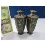 (2) Antique Unique Metal Inlaid Vases? Sterling?