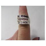 Sterling sz6.75 Ring w/ 3layers stones