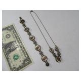 Antique 2pc CameoType Necklace & Bracelet Sterling
