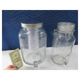 (2) Large MasonJarLook Glass Dispenser Servers Dnk