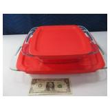 (2) Glass PYREX Casserole Dishes w/ Lids