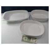 (3) CorningWare Type Casserole Baking Dishes