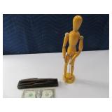 (2) Wooden Human 12" Figure & Neat Paperweight Dsk