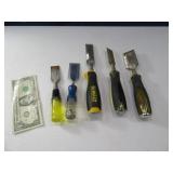(5) asst Hand Chisels Tools DeWalt~ACE~etc