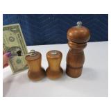 Vintage (3) Wooden Salt & Pepper Grinders Shaker