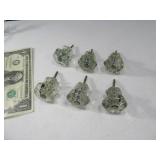(6) Matching Glass Vintage Drawer Knobs 2.25"
