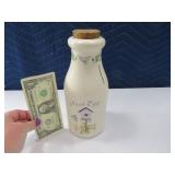 10" Milk Bottle Look potterytype Bank