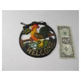 6" Cast Iron Cock Rooster WELCOME Wall Hanger