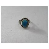 Pawn Silver sz4.5 Ring w/ Blue Stone as is