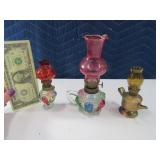 (3) Mini Vintage Oil Type Lamps