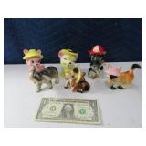 (6) 3" Vintage Animal Porcelain Type Figurines