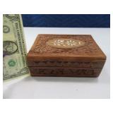 7" Wooden Carved TrinketType Box