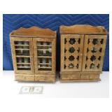 (2) Vintage 12"ish Wooden Spice Cabinets w/ Contnt
