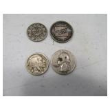 (4) Old Coins Quarter Etc Token Silver?