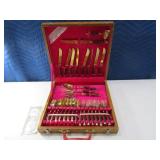 SIAM Brass~Teakwood Flatware Set in Case Vintage