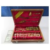 Vtg JAMES Brass Flatware Setup in Wooden Case