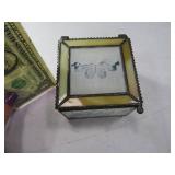 J DEVLIN 3" Stained Glass Butterfly Trinket Box