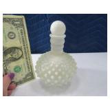6" White Hobnail Glass Bottle w/ Stopper