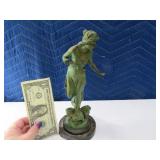 Bronze 10" Lady Statue Figure Vintage as is